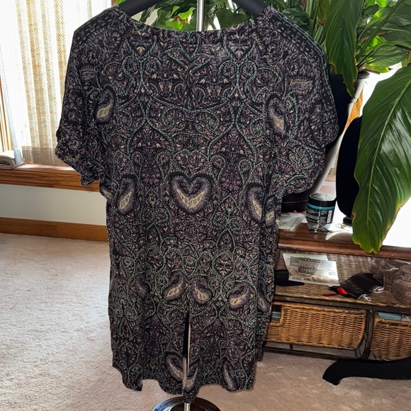 Lucky Brand Relaxed Black and Gray Short Sleeve Blouse - Picture 3 of 4